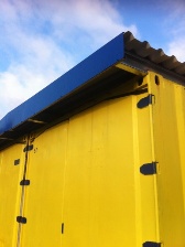 Bangor Self Storage; these double roofed containers help keep the contents dryer by preventing condensation in cold weather.